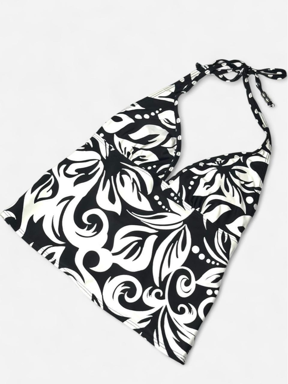 Vintage Y2K Tankini, Tropical Baby Halter Doll, Via Brazil, Black And White